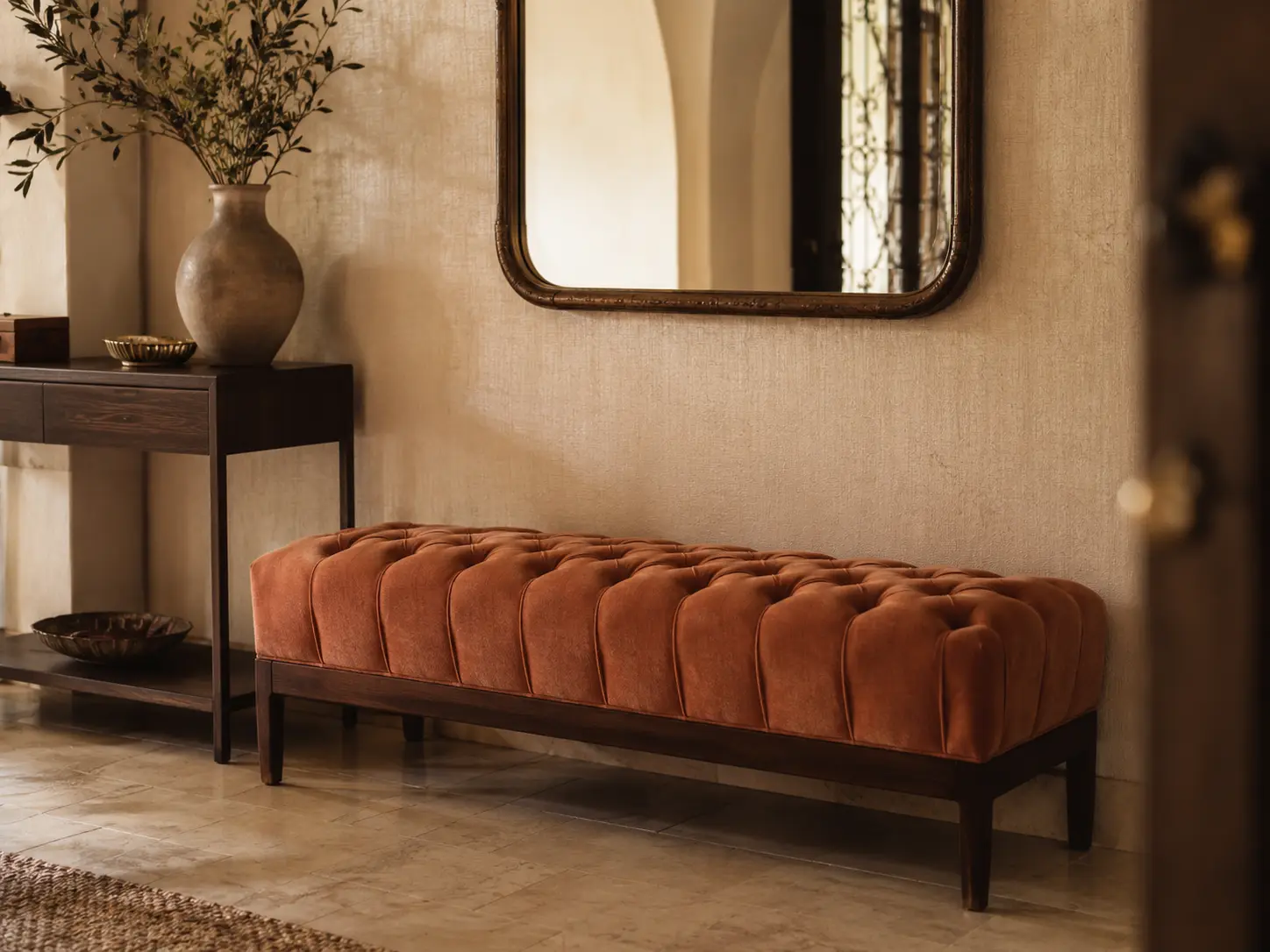 Banquette d'entrée capitonnée